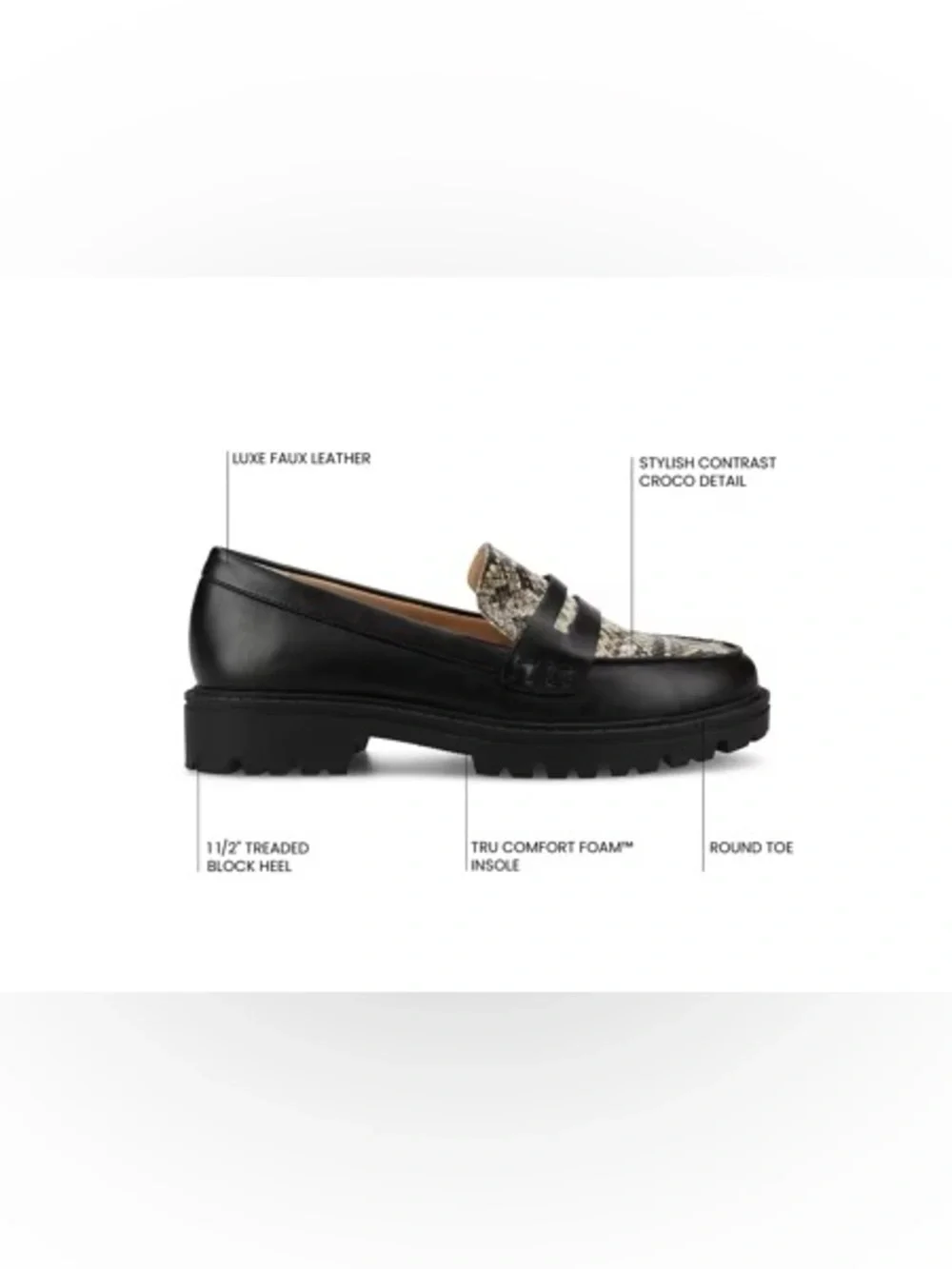Journee Collection Kenly Penny Loafer black crocodile faux leather size 12